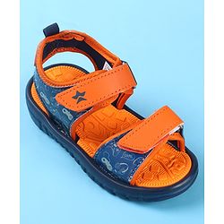 Cute Walk by Babyhug Velcro Closure Sandals with Game Theme Print -  Navy Blue