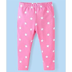 Babyhug Cotton Lycra Knit Full Length Leggings with Star & Unicorn Prints Pack of 3 - Navy Blue Pink & White