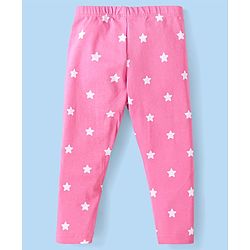 Babyhug Cotton Lycra Knit Full Length Leggings with Star & Unicorn Prints Pack of 3 - Navy Blue Pink & White