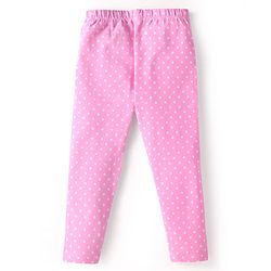 Babyhug Cotton Lycra Knit Full Length Leggings With Unicorn & Polka Dot Print Pack of 3 - Pink Violet & Purple