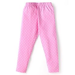 Babyhug Cotton Lycra Knit Full Length Leggings With Unicorn & Polka Dot Print Pack of 3 - Pink Violet & Purple