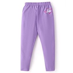 Babyhug Cotton Lycra Knit Full Length Leggings With Unicorn & Polka Dot Print Pack of 3 - Pink Violet & Purple