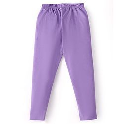 Babyhug Cotton Lycra Knit Full Length Leggings With Unicorn & Polka Dot Print Pack of 3 - Pink Violet & Purple
