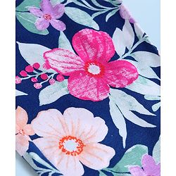 Babyhug Cotton Lycra Knit Full Length Legging With Floral Print - Navy Blue