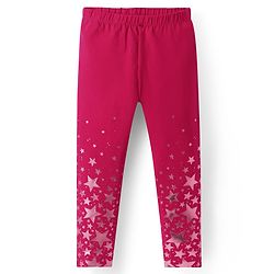 Babyhug Cotton Lycra Knit Legging With Star Print - Red