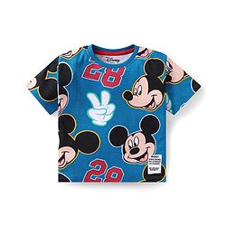 Babyhug Disney Cotton Knit Half Sleeves T-Shirt & Shorts Set With Mickey Mouse Graphics - Blue