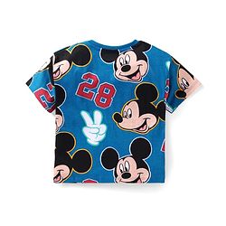 Babyhug Disney Cotton Knit Half Sleeves T-Shirt & Shorts Set With Mickey Mouse Graphics - Blue