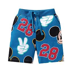 Babyhug Disney Cotton Knit Half Sleeves T-Shirt & Shorts Set With Mickey Mouse Graphics - Blue