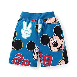 Babyhug Disney Cotton Knit Half Sleeves T-Shirt & Shorts Set With Mickey Mouse Graphics - Blue