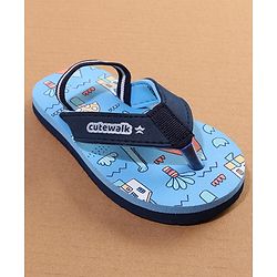 Cute Walk by Babyhug Flip Flop With Back Strap - Blue