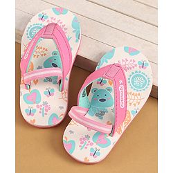 Cute Walk by Babyhug Flip Flops with Back Strap Closure & Jungle Theme Print - Pink