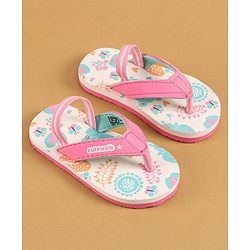 Cute Walk by Babyhug Flip Flops with Back Strap Closure & Jungle Theme Print - Pink