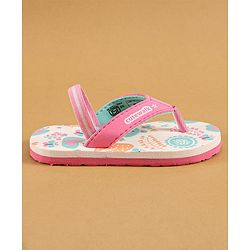 Cute Walk by Babyhug Flip Flops with Back Strap Closure & Jungle Theme Print - Pink