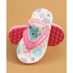 Cute Walk by Babyhug Flip Flops with Back Strap Closure & Jungle Theme Print - Pink