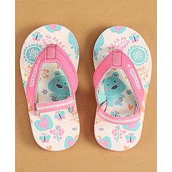 Cute Walk by Babyhug Flip Flops with Back Strap Closure & Jungle Theme Print - Pink