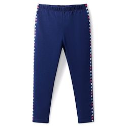 Babyhug  Cotton Lycra Knit Full Length Legging With Star Print - Navy Blue