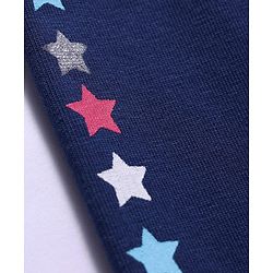 Babyhug  Cotton Lycra Knit Full Length Legging With Star Print - Navy Blue