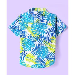 Babyhug Cotton Woven Half Sleeves Shirt With Leaf Print - White