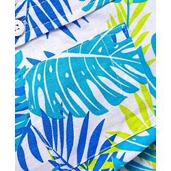 Babyhug Cotton Woven Half Sleeves Shirt With Leaf Print - White