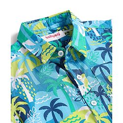 Babyhug Cotton Woven Half Sleeves Shirt With Tropical Tree Print - Multicolour