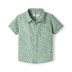 Babyhug Cotton Woven Half Sleeves Shirt With Floral Print - Green