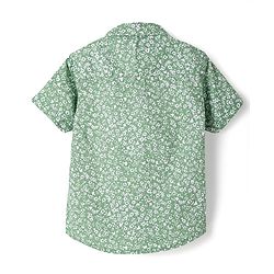 Babyhug Cotton Woven Half Sleeves Shirt With Floral Print - Green