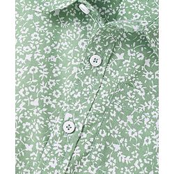 Babyhug Cotton Woven Half Sleeves Shirt With Floral Print - Green