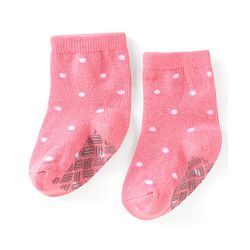 Cute Walk by Babyhug Knit Ankle Length Antibacterial Anti Skid Socks with Polka Dots & Floral Design Pack of 3 - Pink Light Blue & Yellow