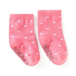 Cute Walk by Babyhug Knit Ankle Length Antibacterial Anti Skid Socks with Polka Dots & Floral Design Pack of 3 - Pink Light Blue & Yellow