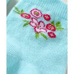 Cute Walk by Babyhug Knit Ankle Length Antibacterial Anti Skid Socks with Polka Dots & Floral Design Pack of 3 - Pink Light Blue & Yellow
