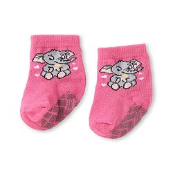 Cute Walk by Babyhug Knit Ankle Length Antibacterial Anti Skid Socks with Polka Dots Animal & Popsical Design Pack of 3 - Pink Lavender & Dark Pink