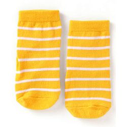 Cute Walk by Babyhug Knit Ankle Length Antibacterial Anti Skid Socks with Stripes & Tiger Design Pack of 3 - Green Light Blue & Yellow