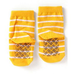 Cute Walk by Babyhug Knit Ankle Length Antibacterial Anti Skid Socks with Stripes & Tiger Design Pack of 3 - Green Light Blue & Yellow