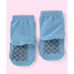 Cute Walk By Babyhug Non Terry Knit Anti-Bacterial Anti-Skid Ankle Length Socks With Animal Design Pack of 3 - Blue Green & Orange