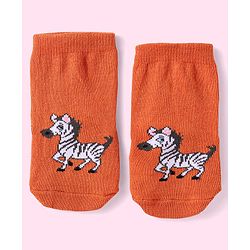 Cute Walk By Babyhug Non Terry Knit Anti-Bacterial Anti-Skid Ankle Length Socks With Animal Design Pack of 3 - Blue Green & Orange