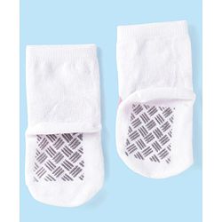Cute Walk by Babyhug Ankle Length Antibacterial Socks with Stripes Polka Dots & Elephant Design Pack Of 3 - Pink & White