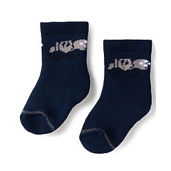 Cute Walk by Babyhug Terry Knit Ankle Length Antibacterial Socks with Stripes & Animal Design Pack of 3 - Navy Blue & Grey