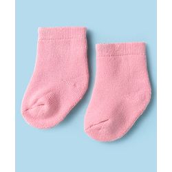CuteWalk By Babyhug Knit Ankle Length Anti-Bacterial Solid Color Socks Pack of 3 - Pink White & Maroon
