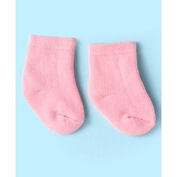 CuteWalk By Babyhug Knit Ankle Length Anti-Bacterial Solid Color Socks Pack of 3 - Pink White & Maroon