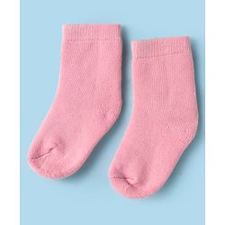 CuteWalk By Babyhug Knit Ankle Length Anti-Bacterial Solid Color Socks Pack of 3 - Pink White & Maroon