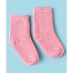 CuteWalk By Babyhug Knit Ankle Length Anti-Bacterial Solid Color Socks Pack of 3 - Pink White & Maroon