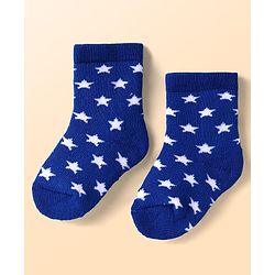 Cute Walk by Babyhug Terry Knit Ankle Length Antibacterial Striped Socks with Stars & Bear Design Pack of 3 - White Blue & Grey