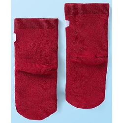 Cute Walk by Babyhug Terry Knit Ankle Length Antibacterial Striped Socks with Polka Dots & Animal Design Pack of 3 - Light Blue Yellow & Red
