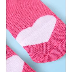 Cute Walk by Babyhug Terry Knit Ankle Length Antibacterial Socks with Stripes & Hearts Design Pack of 3 - Pink & White