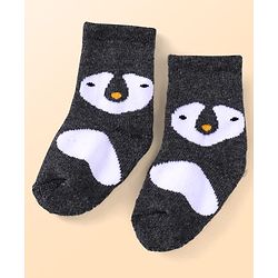 Cute Walk by Babyhug Ankle Length Antibacterial Socks with Penguin Design Pack Of 3 - Black & White