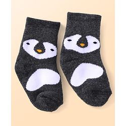 Cute Walk by Babyhug Ankle Length Antibacterial Socks with Penguin Design Pack Of 3 - Black & White