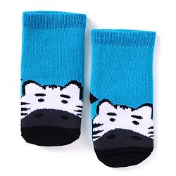 Cute Walk by Babyhug Ankle Length Antibacterial Socks with Animal Design Pack Of 3 - Blue & Yellow