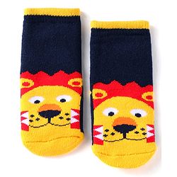 Cute Walk by Babyhug Ankle Length Antibacterial Socks with Animal Design Pack Of 3 - Blue & Yellow