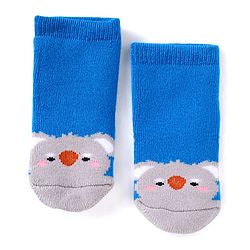 Cute Walk by Babyhug Ankle Length Antibacterial Socks with Animal Design Pack Of 3 - Blue & Yellow