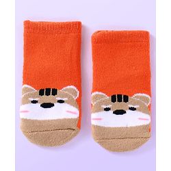 Cute Walk by Babyhug Ankle Length Antibacterial Socks with Animal Design Pack Of 3 - Blue Red & Yellow